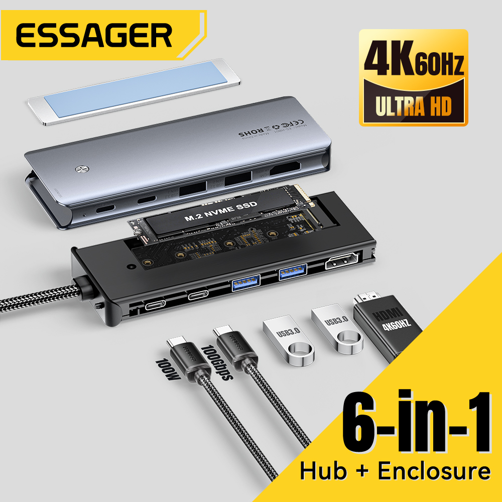Ssd Hard Drive - Essager USB C Hub con carcasa