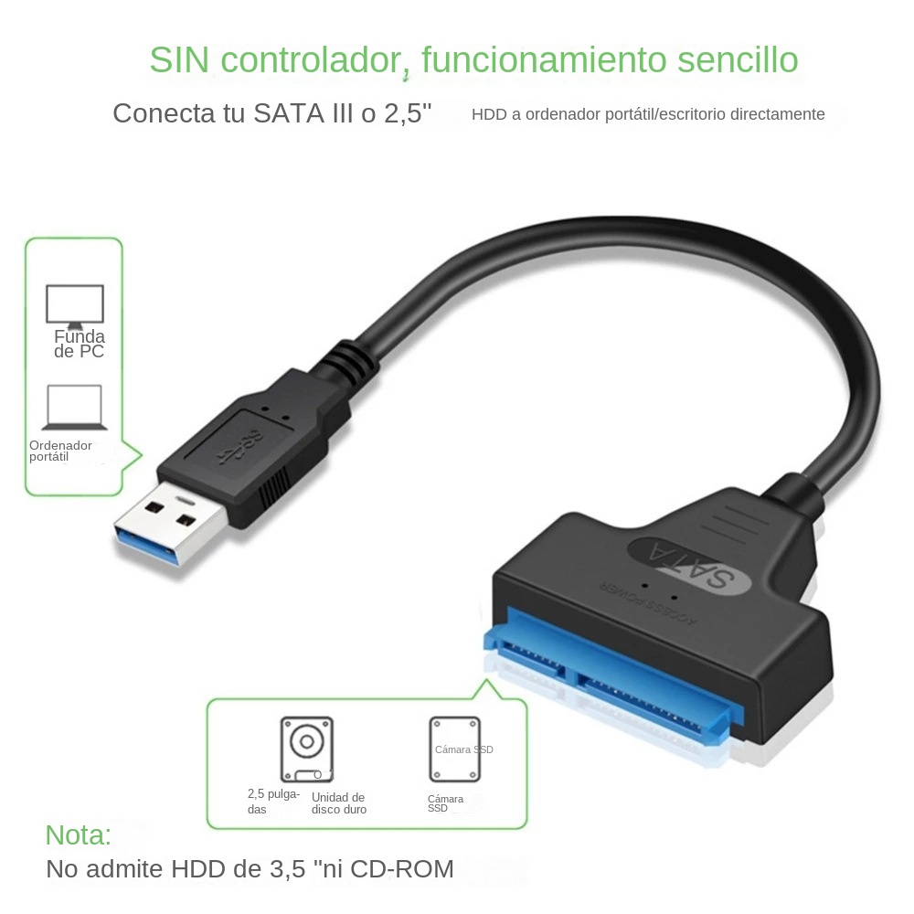 Cable USB 3.0 SATA 3, adaptado - Sata Ssd reseña y precio